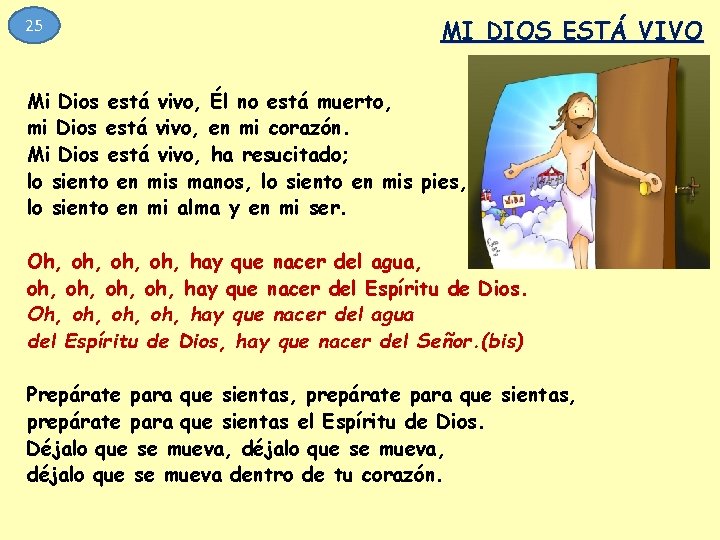 25 MI DIOS ESTÁ VIVO Mi Dios está vivo, Él no está muerto, mi