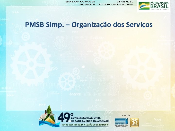 SECRETARIA NACIONAL DE SANEAMENTO MINISTÉRIO DO DESENVOLVIMENTO REGIONAL PMSB Simp. – Organização dos Serviços