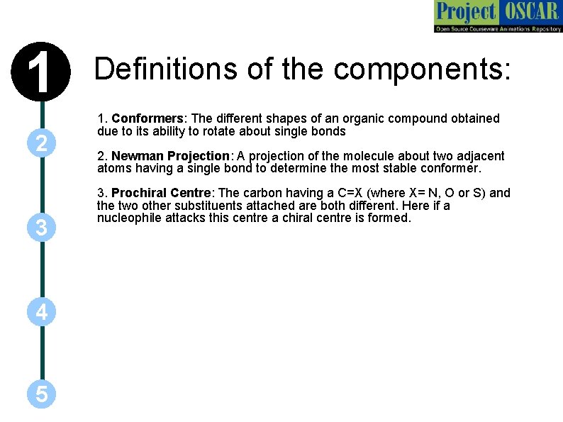 1 2 3 4 5 Definitions of the components: 1. Conformers: The different shapes