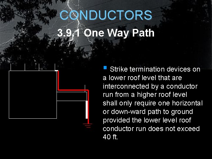 CONDUCTORS 3. 9. 1 One Way Path § Strike termination devices on a lower CONDUCTORS 3. 9. 1 One Way Path § Strike termination devices on a lower