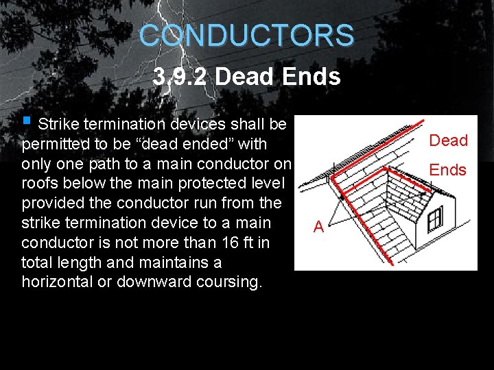 CONDUCTORS 3. 9. 2 Dead Ends § Strike termination devices shall be Dead permitted CONDUCTORS 3. 9. 2 Dead Ends § Strike termination devices shall be Dead permitted