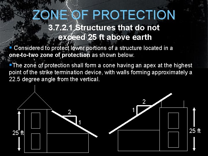ZONE OF PROTECTION 3. 7. 2. 1 Structures that do not exceed 25 ft ZONE OF PROTECTION 3. 7. 2. 1 Structures that do not exceed 25 ft