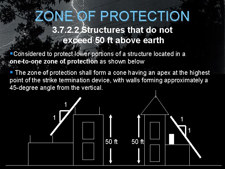ZONE OF PROTECTION 3. 7. 2. 2 Structures that do not exceed 50 ft ZONE OF PROTECTION 3. 7. 2. 2 Structures that do not exceed 50 ft