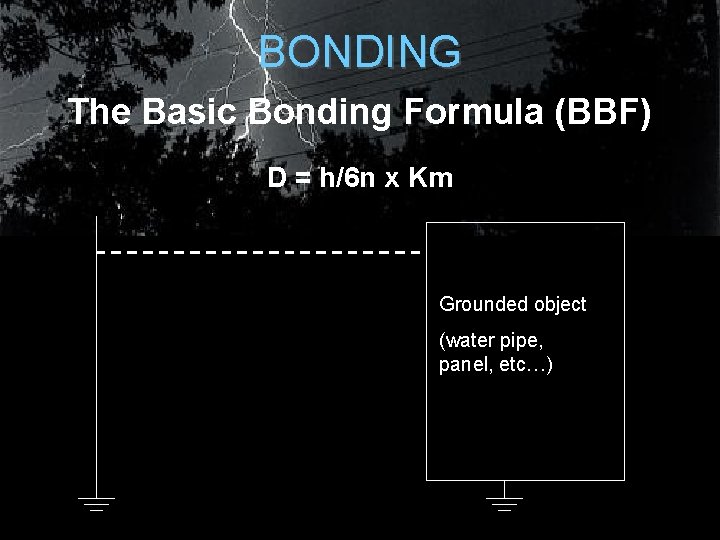 BONDING The Basic Bonding Formula (BBF) D = h/6 n x Km Grounded object BONDING The Basic Bonding Formula (BBF) D = h/6 n x Km Grounded object