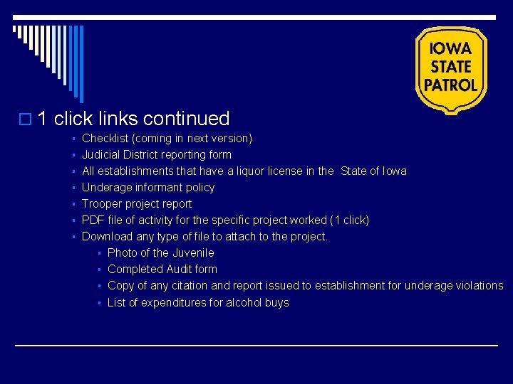 o 1 click links continued § § § § Checklist (coming in next version) o 1 click links continued § § § § Checklist (coming in next version)