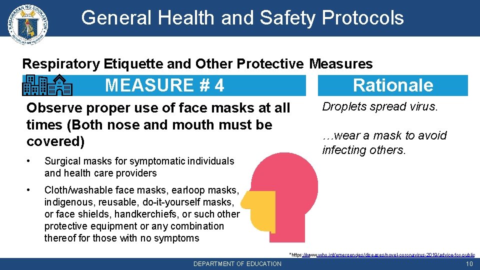 General Health and Safety Protocols Respiratory Etiquette and Other Protective Measures MEASURE # 4