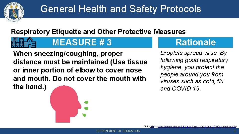 General Health and Safety Protocols Respiratory Etiquette and Other Protective Measures MEASURE # 3