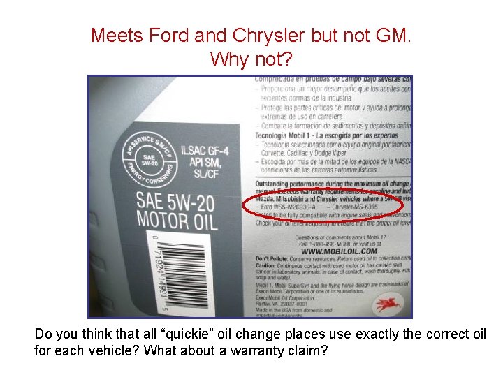 Meets Ford and Chrysler but not GM. Why not? Do you think that all Meets Ford and Chrysler but not GM. Why not? Do you think that all