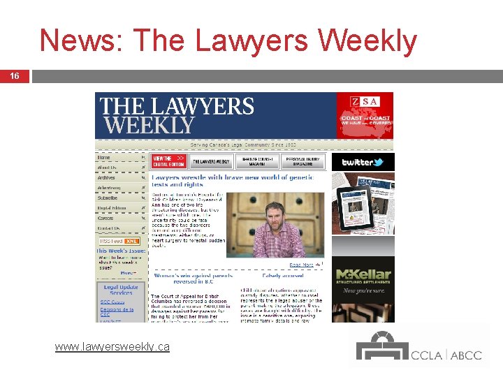 News: The Lawyers Weekly 16 www. lawyersweekly. ca 