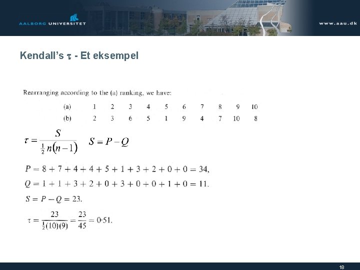 Kendall’s - Et eksempel 18 