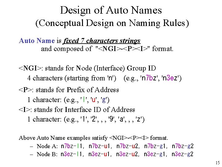 Design of Auto Names (Conceptual Design on Naming Rules) Auto Name is fixed 7