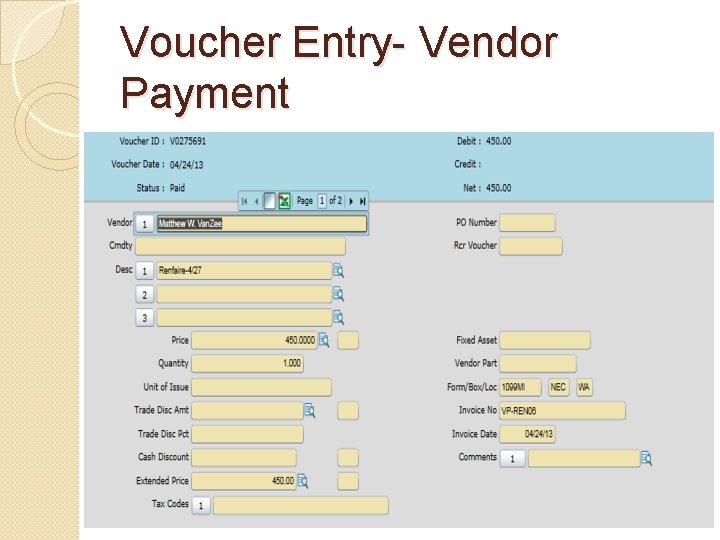 Voucher Entry- Vendor Payment 