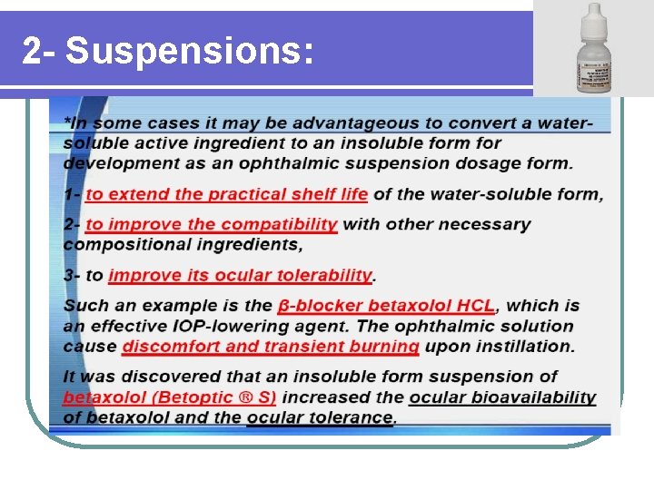 2 - Suspensions: 