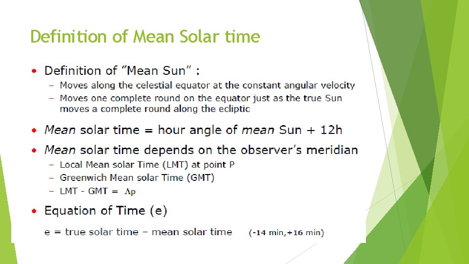 Definition of Mean Solar time 