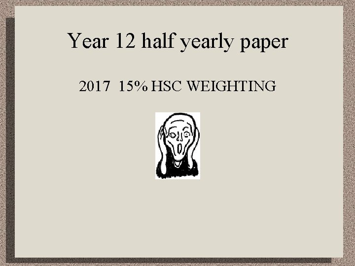 Year 12 half yearly paper 2017 15% HSC WEIGHTING 