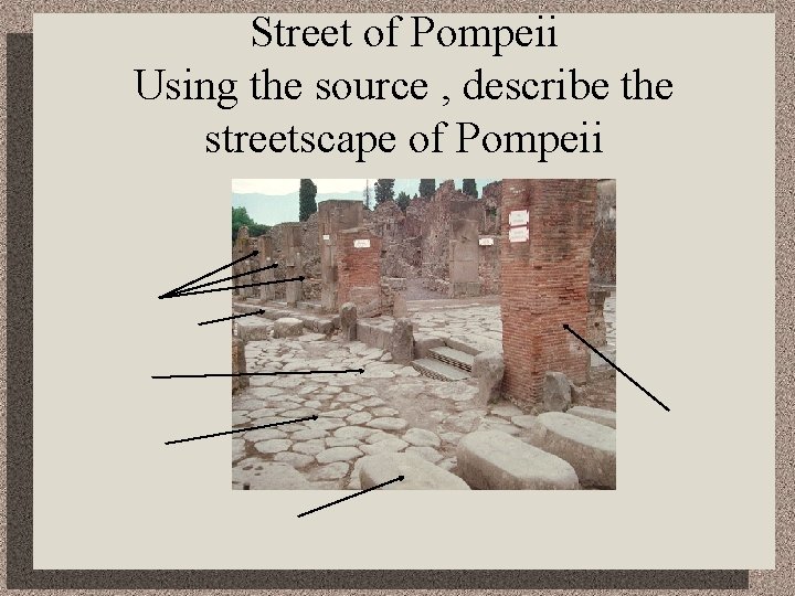 Street of Pompeii Using the source , describe the streetscape of Pompeii 