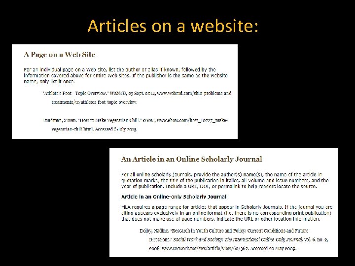 Articles on a website: Drag the bottom arrow to the half inch mark 