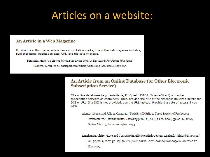 Articles on a website: Drag the bottom arrow to the half inch mark 