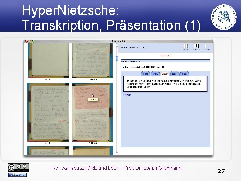 Hyper. Nietzsche: Transkription, Präsentation (1) Von Xanadu zu ORE und Lo. D. . .