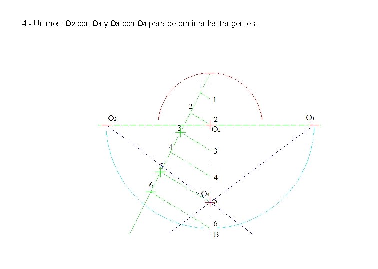 4. - Unimos O 2 con O 4 y O 3 con O 4 4. - Unimos O 2 con O 4 y O 3 con O 4