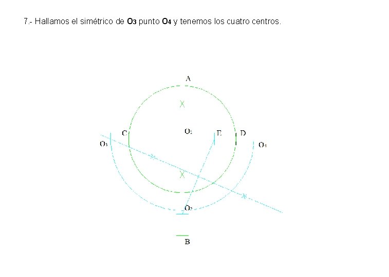 7. - Hallamos el simétrico de O 3 punto O 4 y tenemos los 7. - Hallamos el simétrico de O 3 punto O 4 y tenemos los