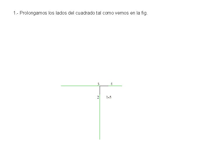 1. - Prolongamos lados del cuadrado tal como vemos en la fig. 1. - Prolongamos lados del cuadrado tal como vemos en la fig.