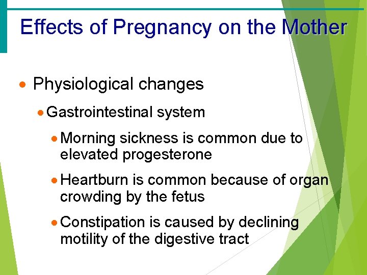 Effects of Pregnancy on the Mother · Physiological changes · Gastrointestinal system · Morning