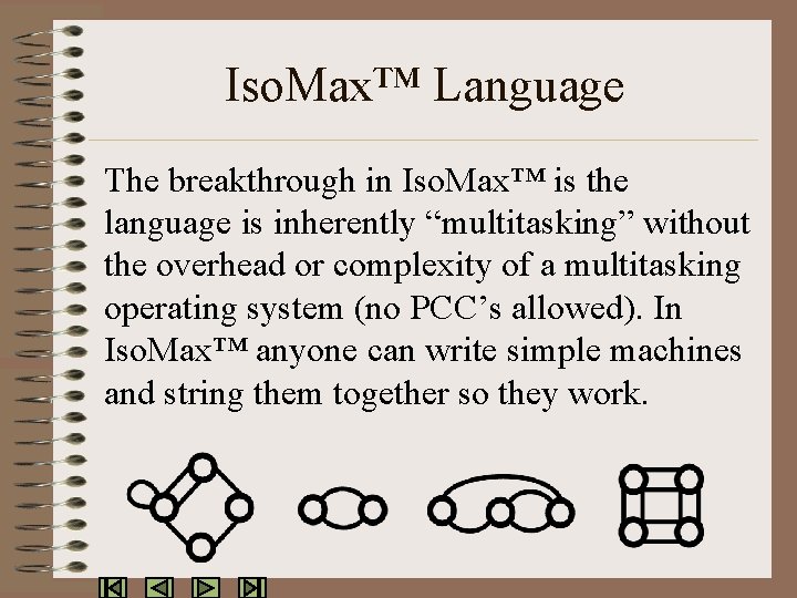 Iso. Max™ Language The breakthrough in Iso. Max™ is the language is inherently “multitasking”