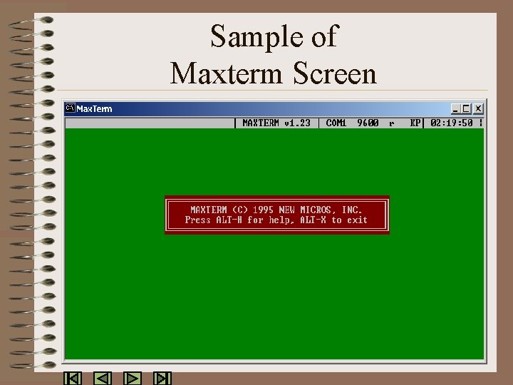 Sample of Maxterm Screen 