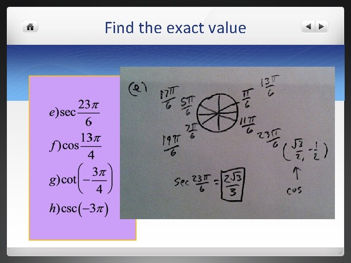Find the exact value 