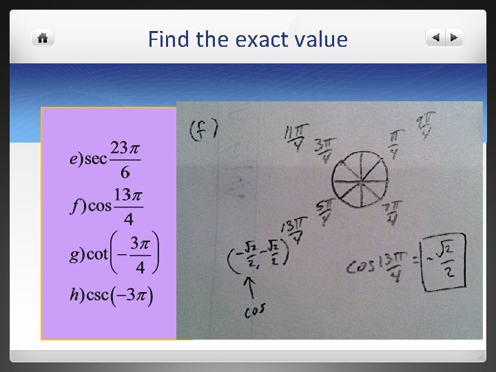 Find the exact value 