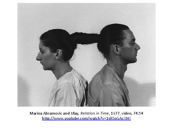 Marina Abramovic and Ulay, Relation in Time, 1977, video, 74: 54 http: //www. youtube.