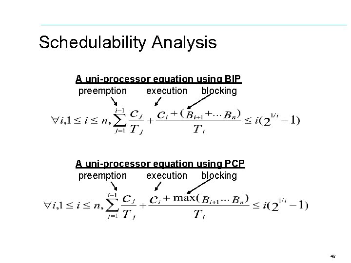 Schedulability Analysis A uni-processor equation using BIP preemption execution blocking A uni-processor equation using