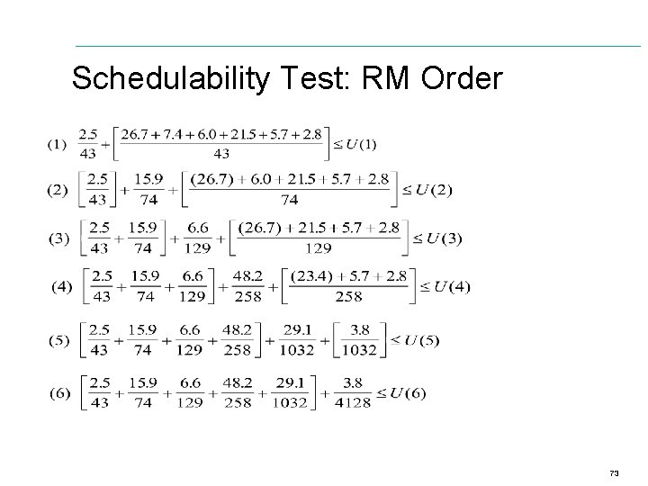 Schedulability Test: RM Order 73 