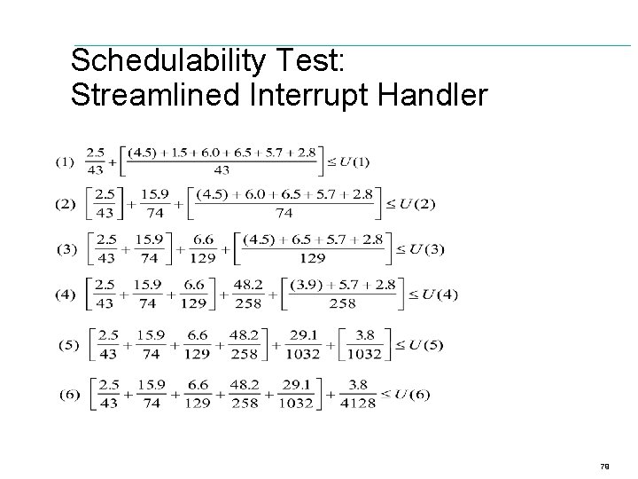 Schedulability Test: Streamlined Interrupt Handler 79 