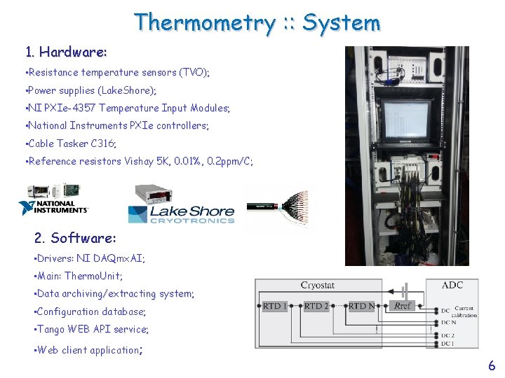 Thermometry : : System 1. Hardware: • Resistance temperature sensors (TVO); • Power supplies