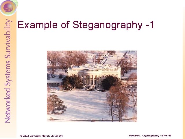 Example of Steganography -1 © 2002 Carnegie Mellon University Module 6: Cryptography - slide