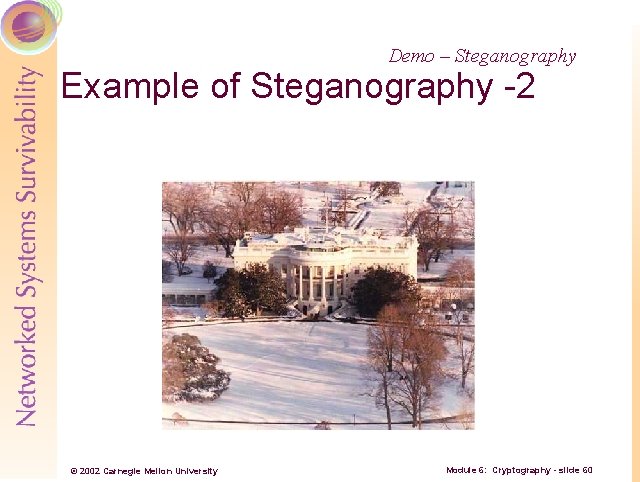 Demo – Steganography Example of Steganography -2 © 2002 Carnegie Mellon University Module 6: