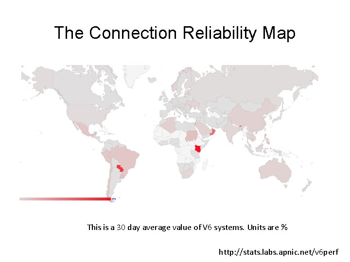 The Connection Reliability Map This is a 30 day average value of V 6