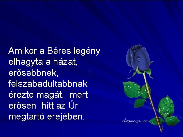 Amikor a Béres legény elhagyta a házat, erősebbnek, felszabadultabbnak érezte magát, mert erősen hitt