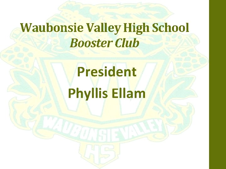Waubonsie Valley High School Booster Club President Phyllis Ellam 
