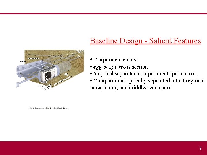 Baseline Design - Salient Features • 2 separate caverns • egg-shape cross section •