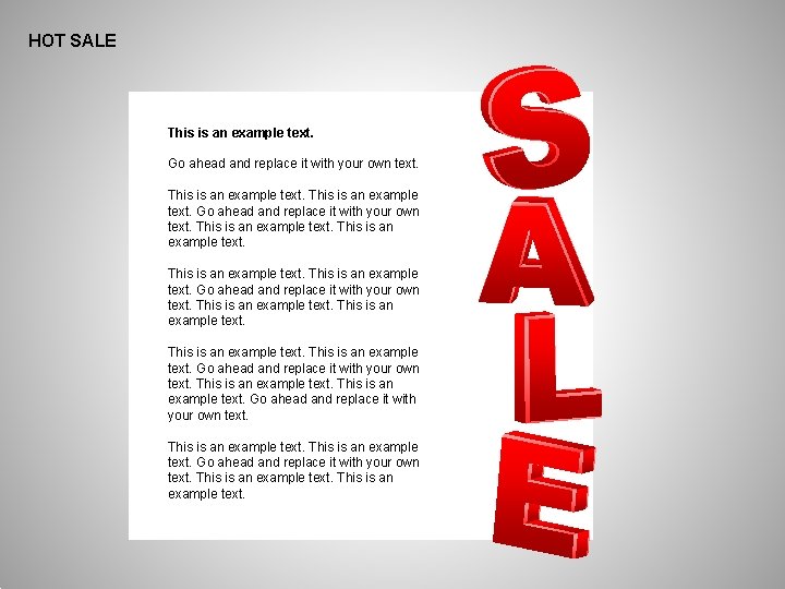 HOT SALE This is an example text. Go ahead and replace it with your