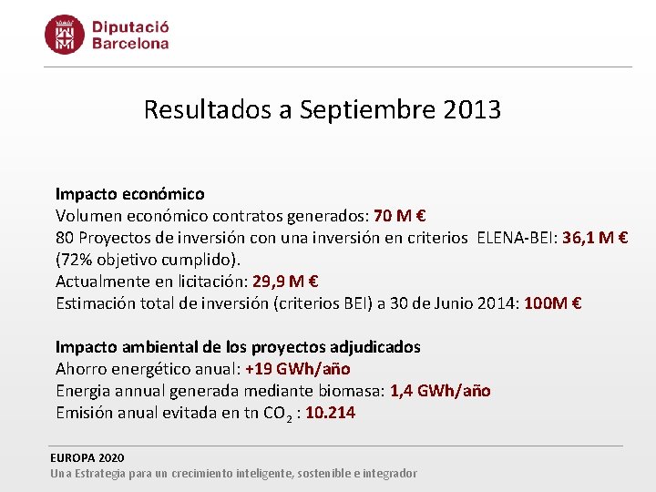 Resultados a Septiembre 2013 Impacto económico Volumen económico contratos generados: 70 M € 80