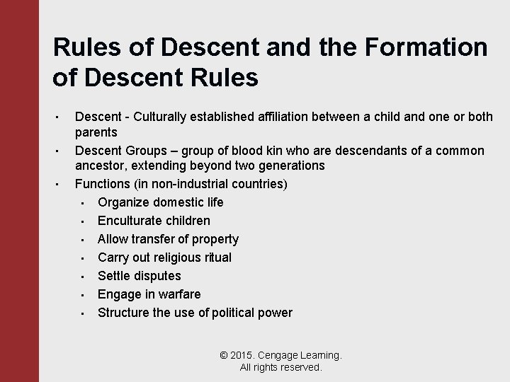 Rules of Descent and the Formation of Descent Rules • • • Descent -