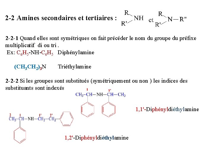 2 -2 Amines secondaires et tertiaires : 2 -2 -1 Quand elles sont symétriques