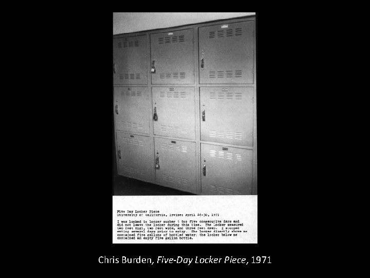 Chris Burden, Five-Day Locker Piece, 1971 