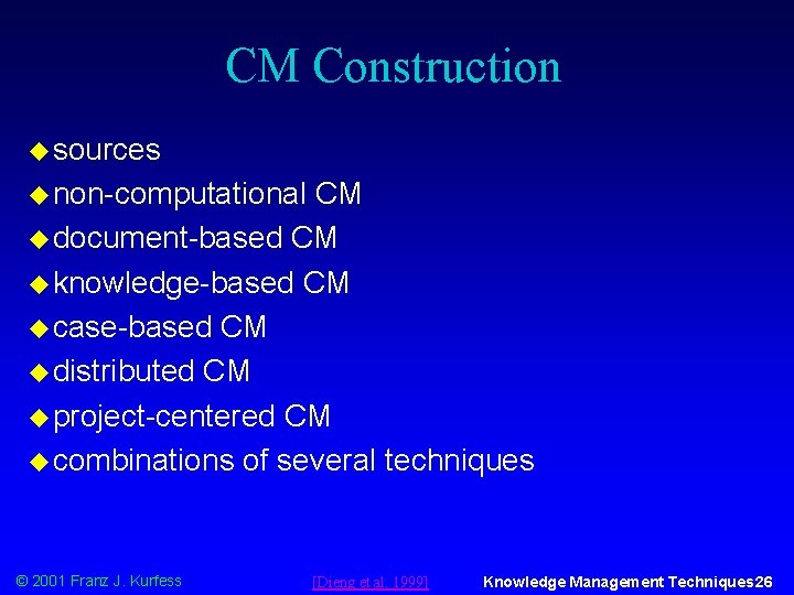 CM Construction u sources u non-computational CM u document-based CM u knowledge-based CM u