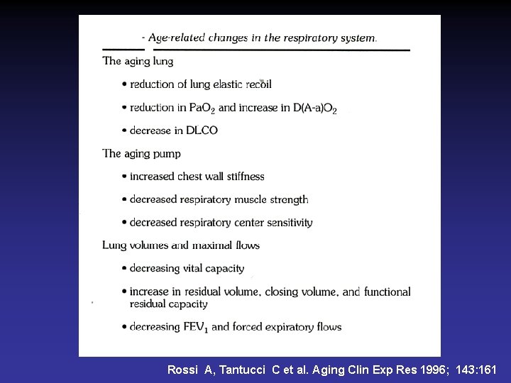 Rossi A, Tantucci C et al. Aging Clin Exp Res 1996; 143: 161 