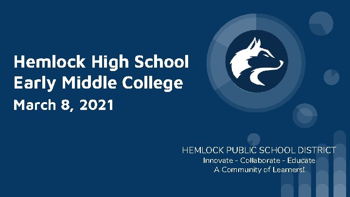 Hemlock High School Early Middle College March 8, 2021 HEMLOCK PUBLIC SCHOOL DISTRICT Innovate